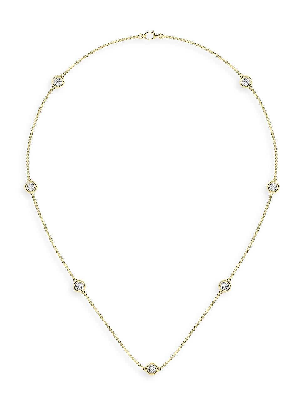 Womens 14K Yellow Gold & Lab-Grown 7-Diamond Station Necklace/0.70-2.10 TCW Product Image