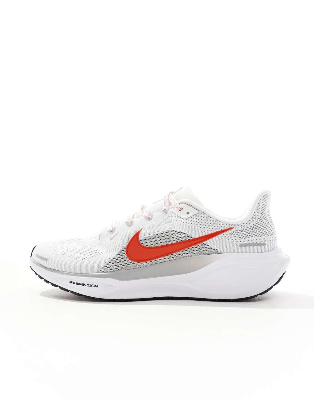 Nike Running Air Zoom Pegasus 41 sneakers in white and red Product Image