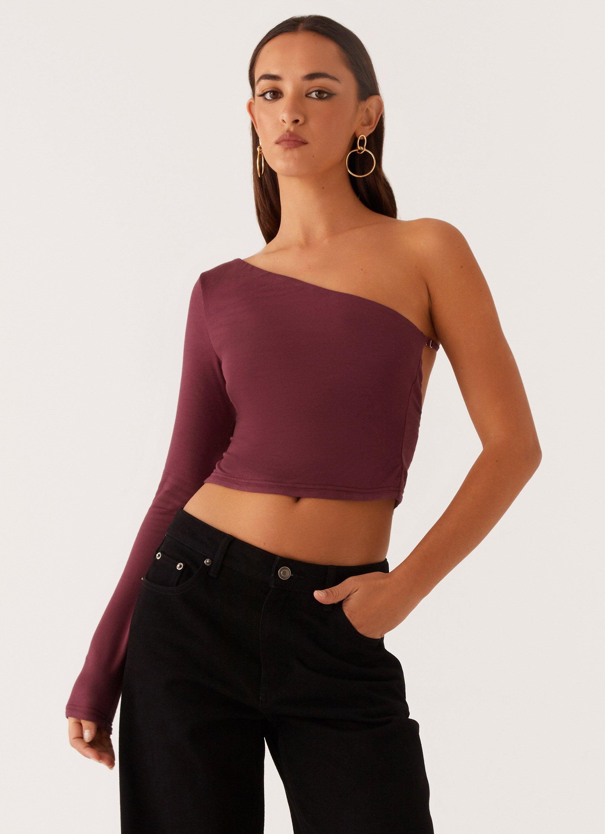 Hawkins Open Back One Shoulder Top - Mulberry Product Image