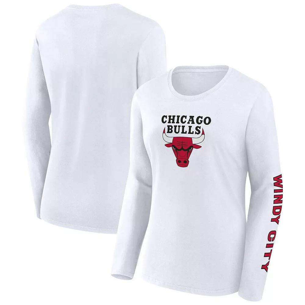 Women's Fanatics White Chicago Bulls Long Sleeve T-Shirt, Size: Small Product Image