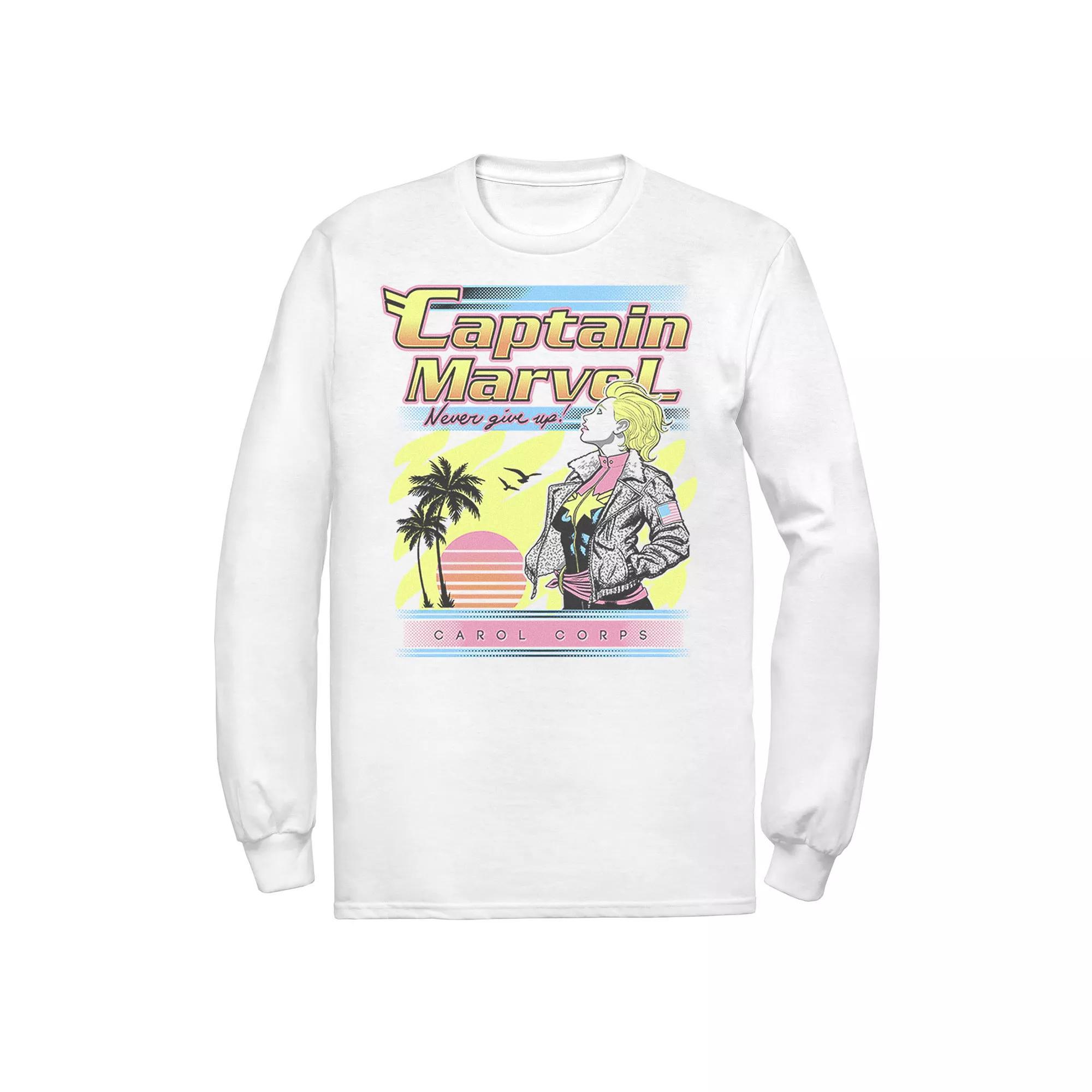 Men's Marvel Captain Marvel Never Give Up Retro Tee, Size: XL, White Product Image