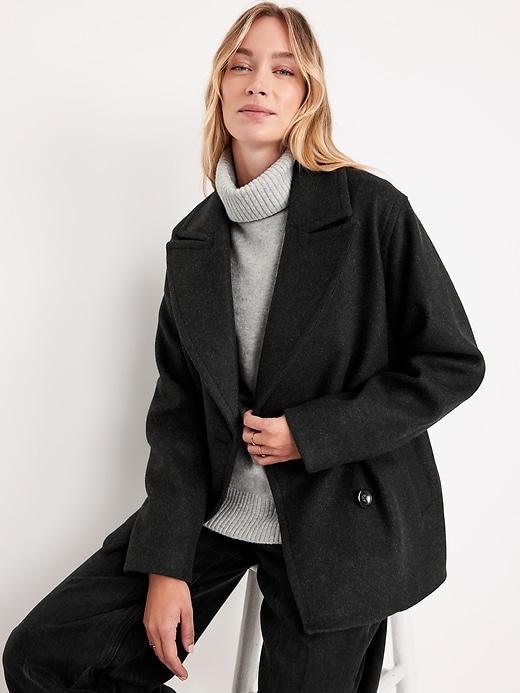 Oversized Double-Breasted Pea Coat Product Image