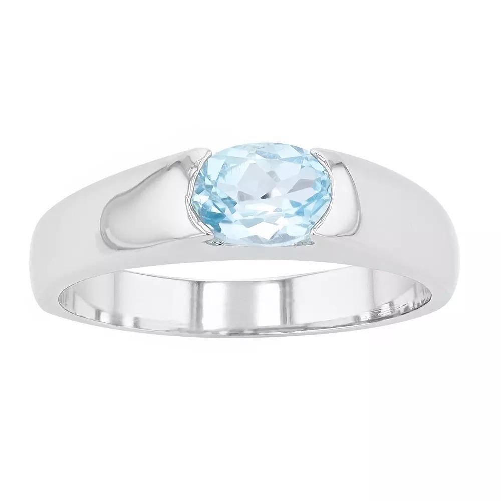 Sterling Silver Oval Blue Topaz Ring, Women's, Size: 9 Product Image