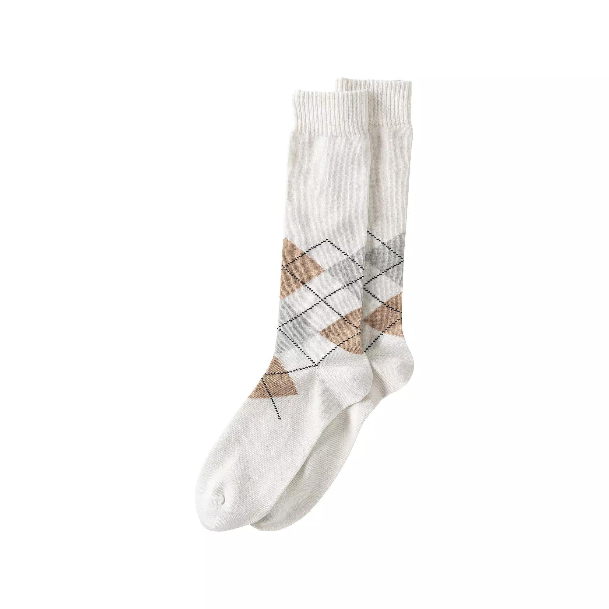 Men's Lands' End Novelty Crew Socks, Orange Rugby Stripe Product Image