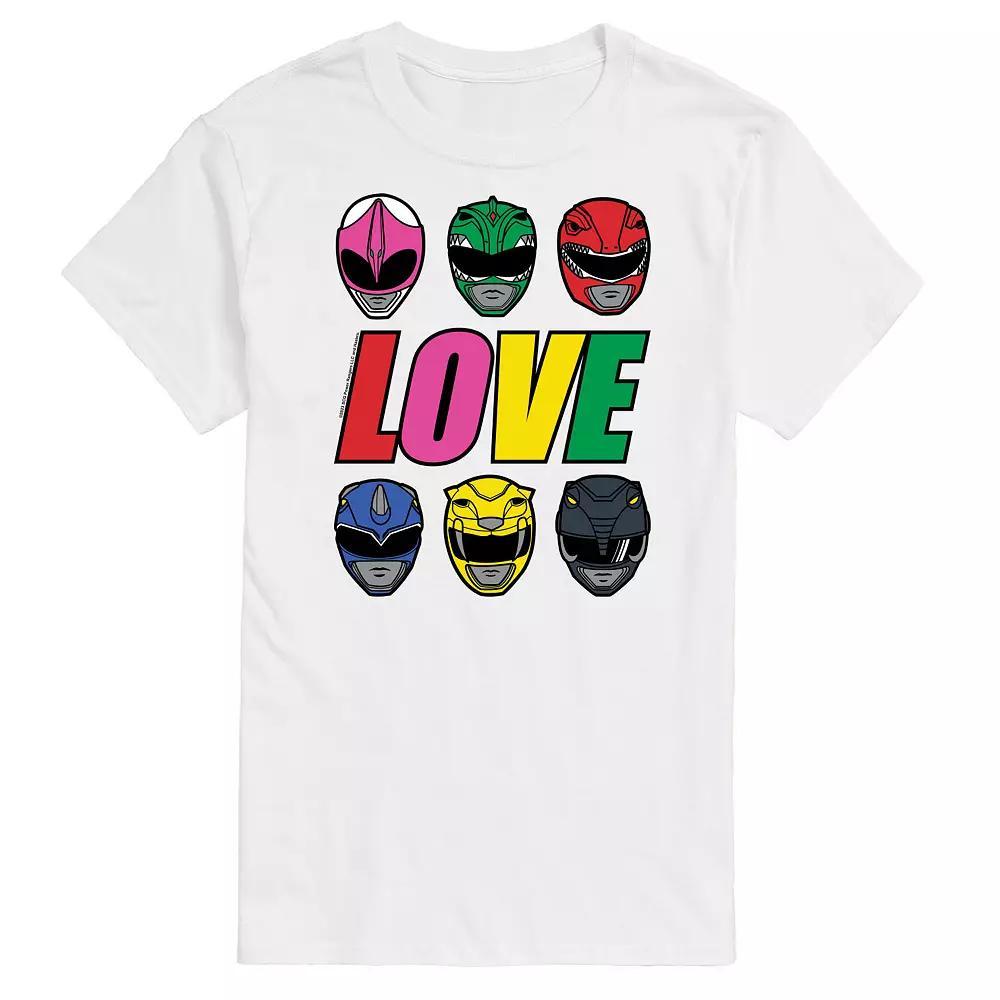 Big & Tall Power Rangers Love Rainbow Graphic Tee, Men's, Size: 4XL Tall, White Product Image