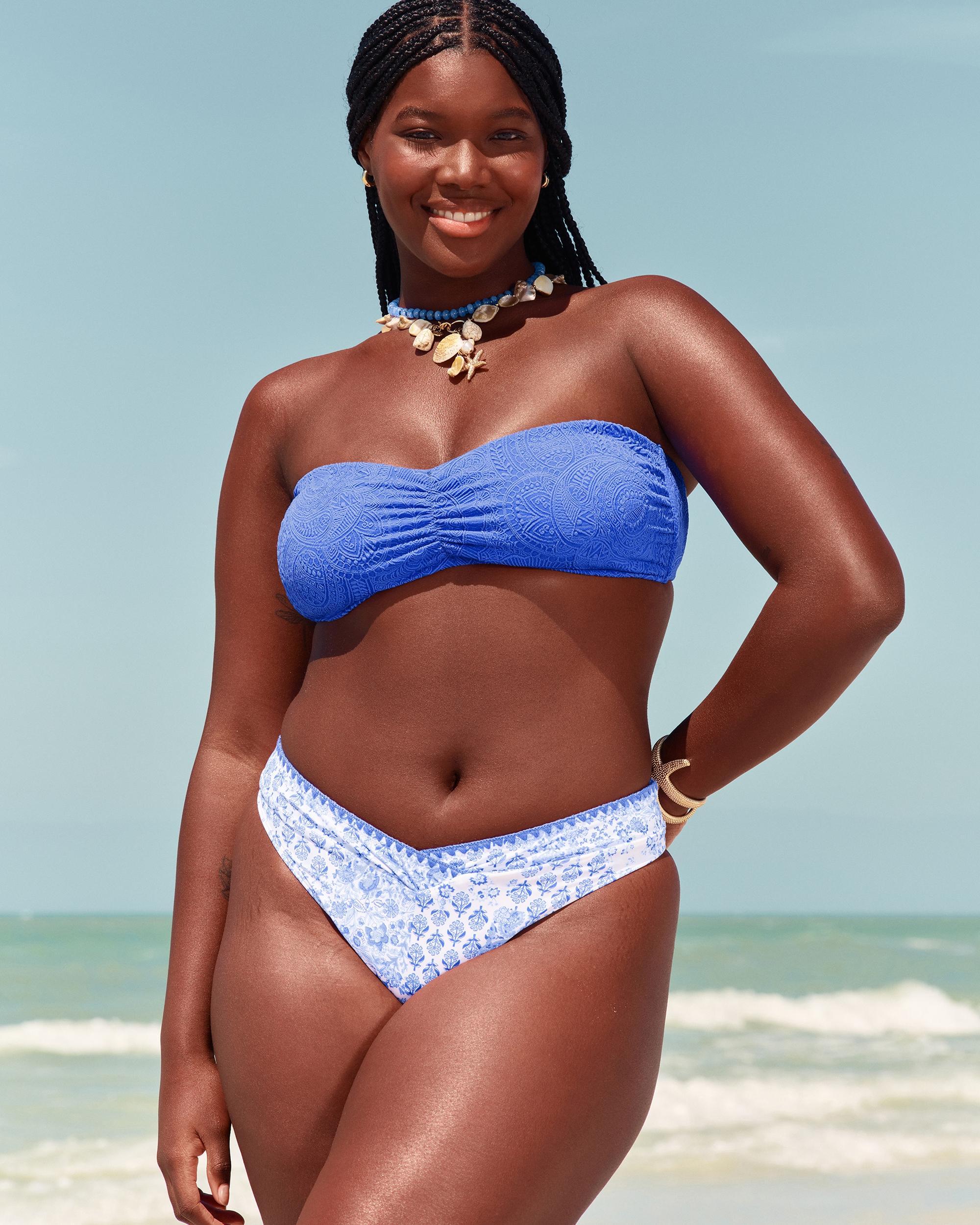 Ribbed High-Leg V-Waist Cheekiest Bikini Bottom Product Image