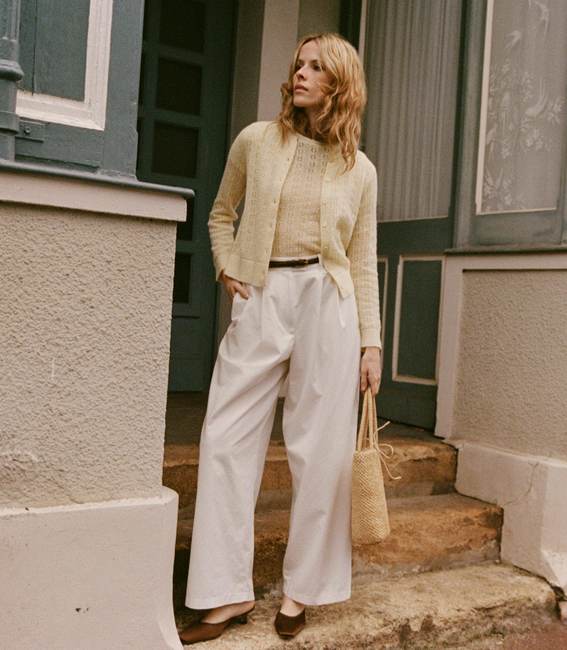 DANAE POINTELLE CARDIGAN -- VANILLA Product Image