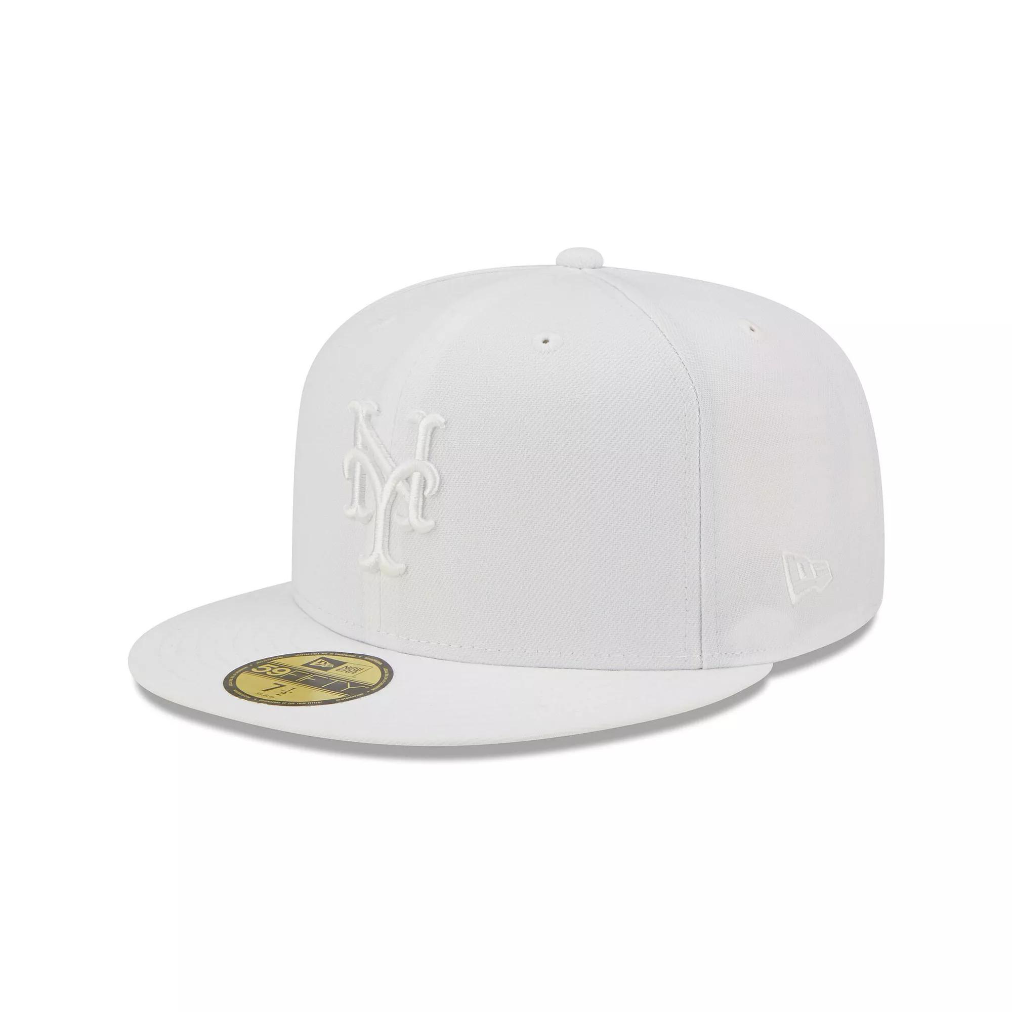 Men's New Era New York Mets White on White 59FIFTY Fitted Hat, Size: 7 1/4 Product Image