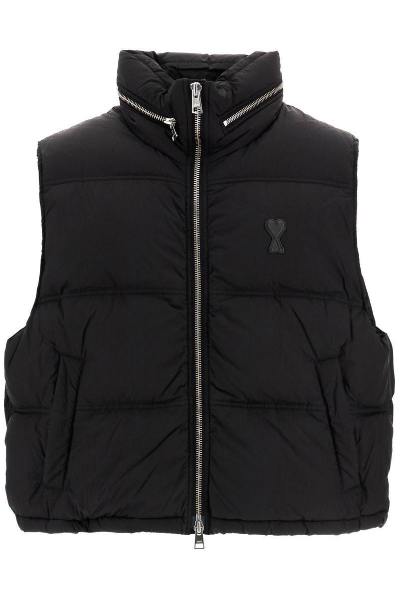 AMI ALEXANDRE MATTIUSSI Ami Paris Ami De Coeur Nylon Down Vest In Black Product Image