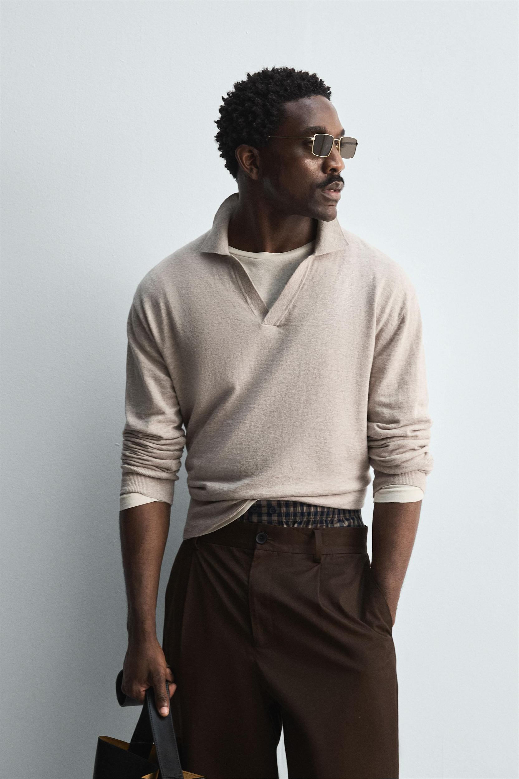 COTTON-WOOL KNIT POLO SHIRT Product Image