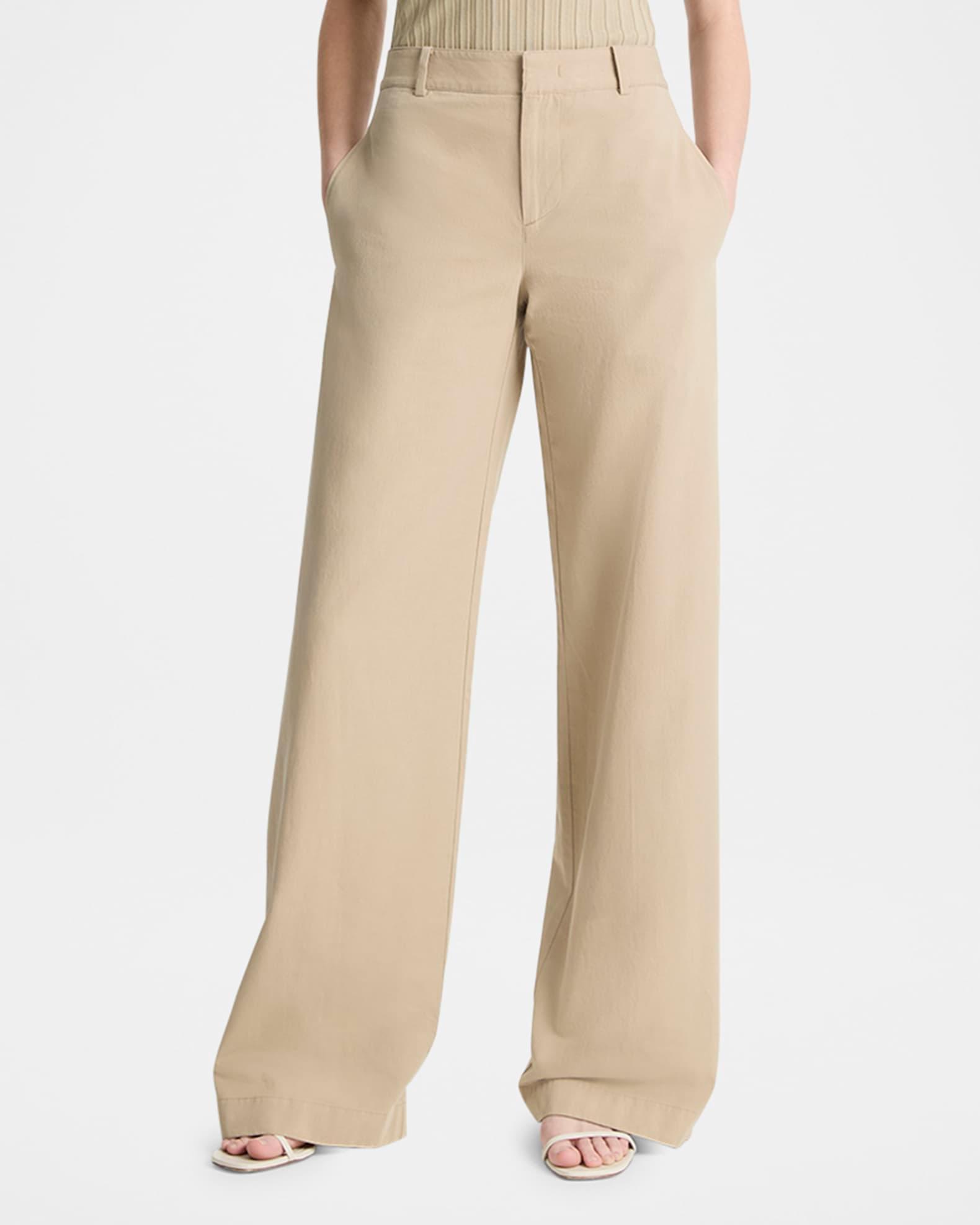 Mid-Rise Wide-Leg Cotton Trousers Product Image