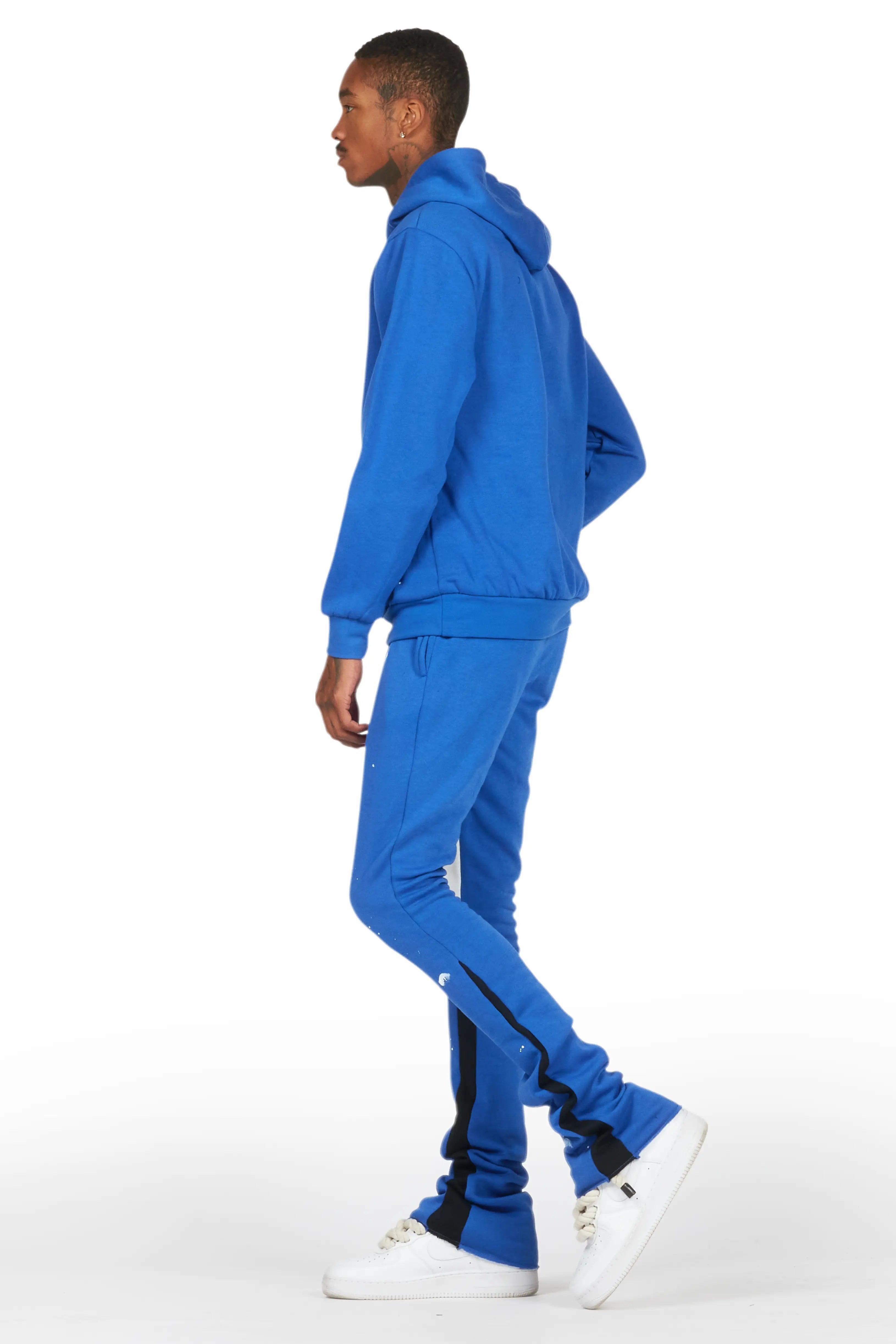 Raffer Royal Blue Hoodie/Stacked Flare Pant Set Male Product Image