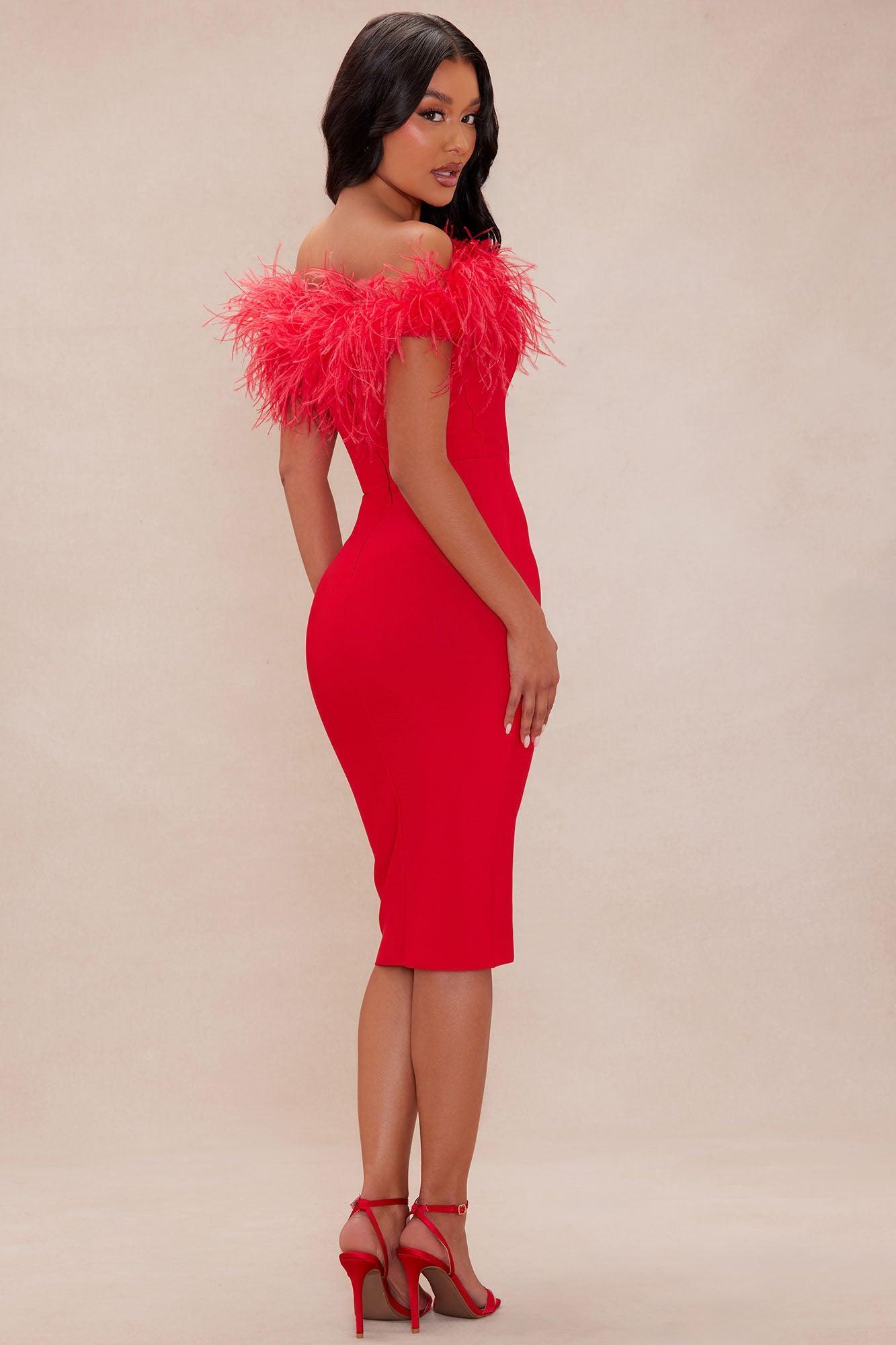 Rosalia Bandage Midi Dress - Red Product Image