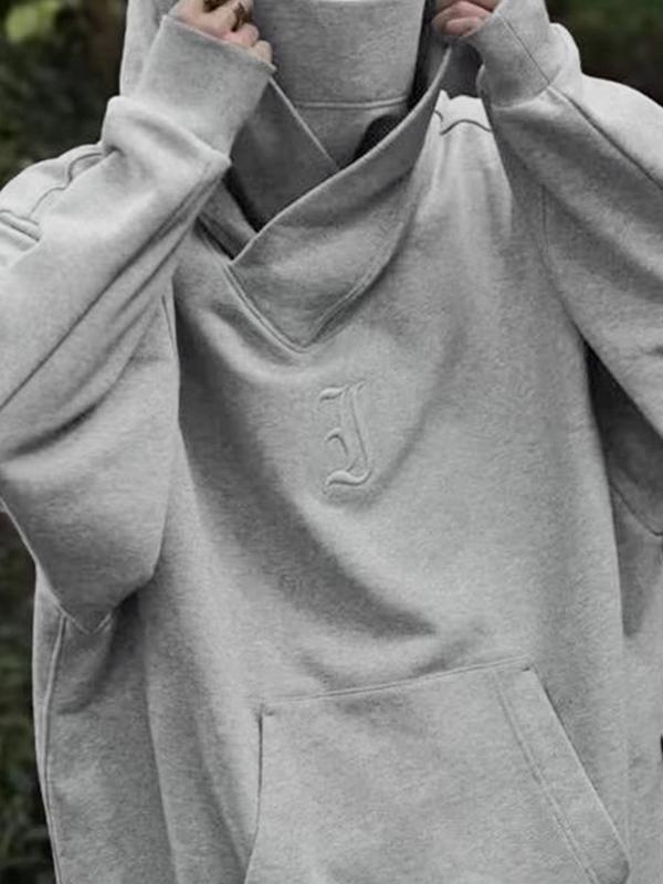 Men's Solid High Neck Oversized Hoodie Product Image