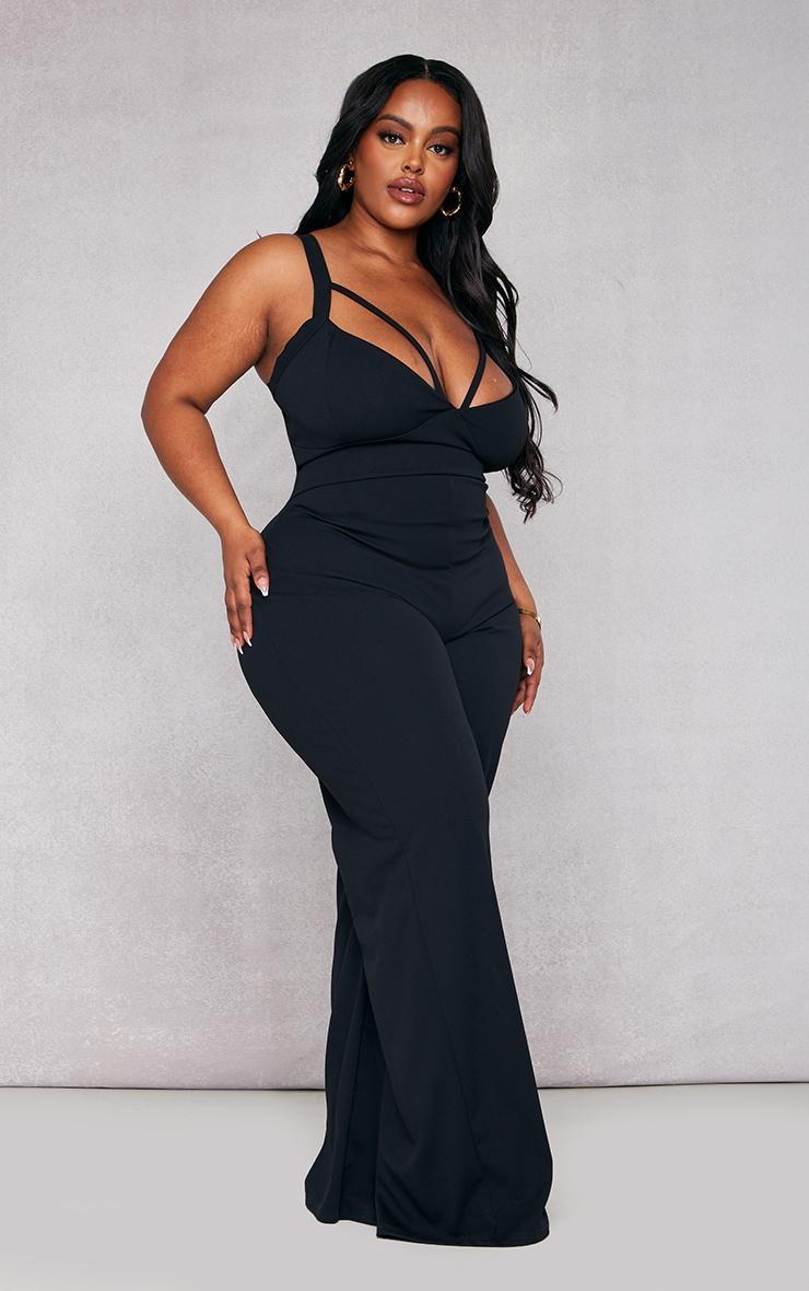 Plus Black Strap Detail Jumpsuit Product Image