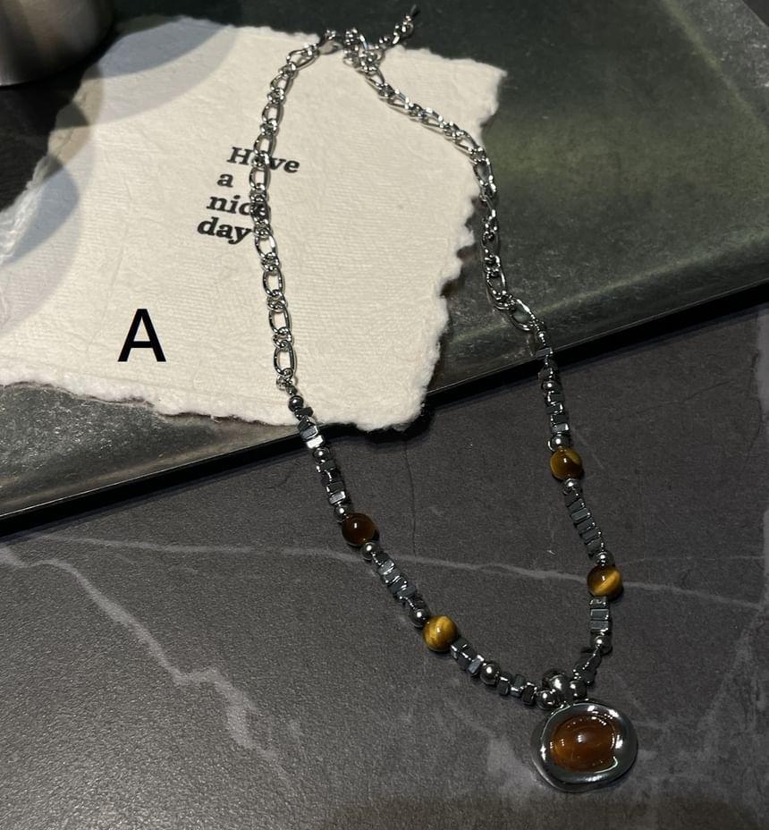 Gemstone Pendant Beaded Necklace Product Image