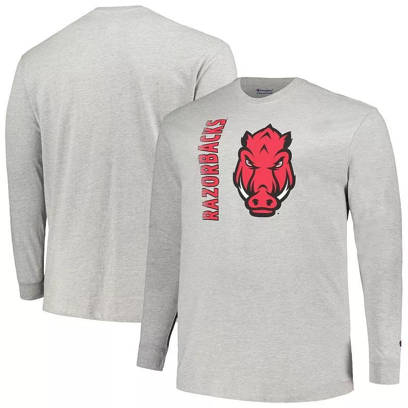 Mens Champion Heather Gray Arkansas Razorbacks Big & Tall Mascot Long Sleeve T-Shirt Product Image