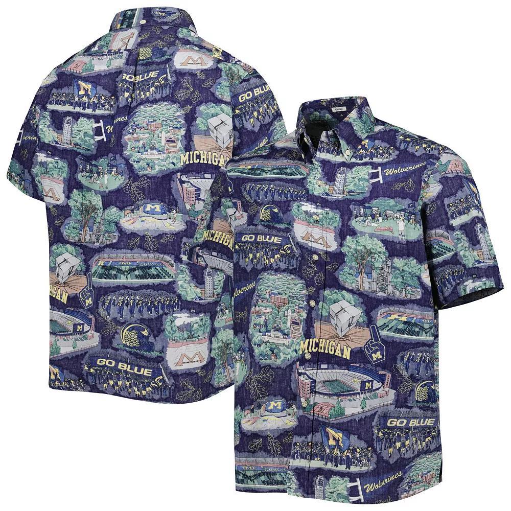 Men's Reyn Spooner Navy Michigan Wolverines Scenic Button-Down Shirt,  Product Image