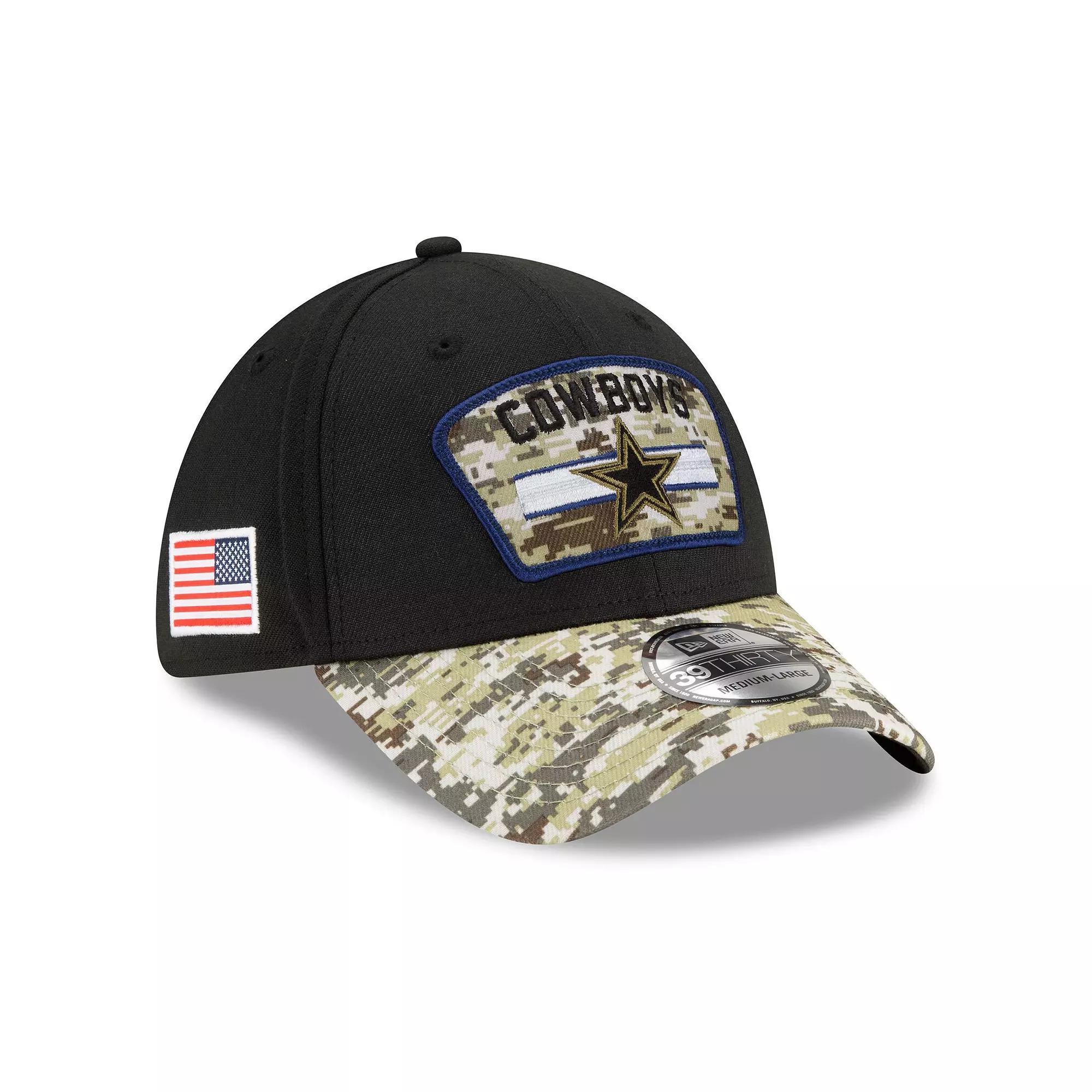 Men's New Era Black/Camo Dallas Cowboys 2021 Salute To Service 39THIRTY Flex Hat, Size: Small/Medium Product Image