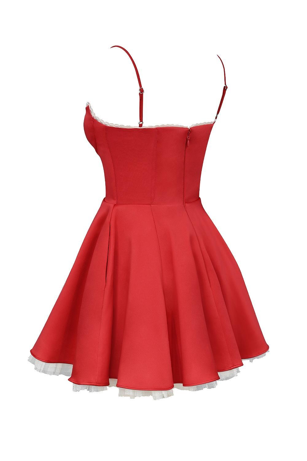 Minimoiselle Holly Red Satin Tulle Mini Dress Product Image