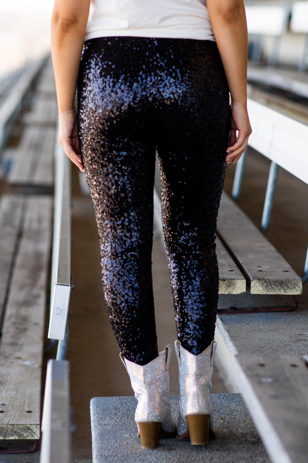 Black Sequin Leggings Product Image