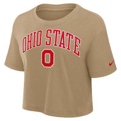 Ohio State Athletic Prep Arch Nike Womens Dri-FIT College Cropped T-Shirt | 01D42FEOH-X0L Product Image