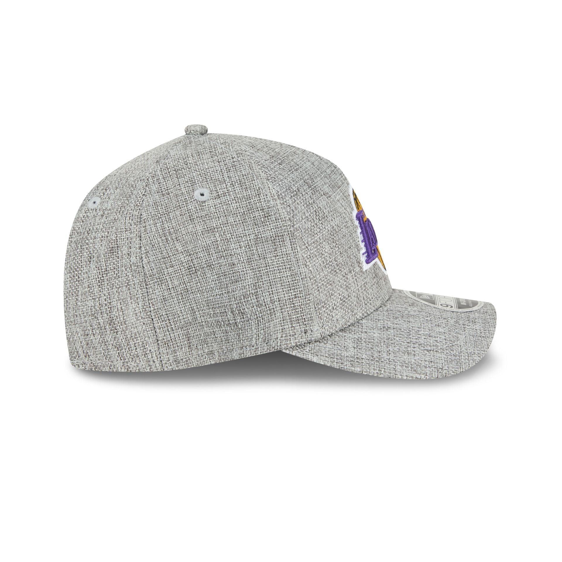 Los Angeles Lakers Cotton Weave Gray 9FORTY M-Crown A-Frame Snapback Hat Male Product Image