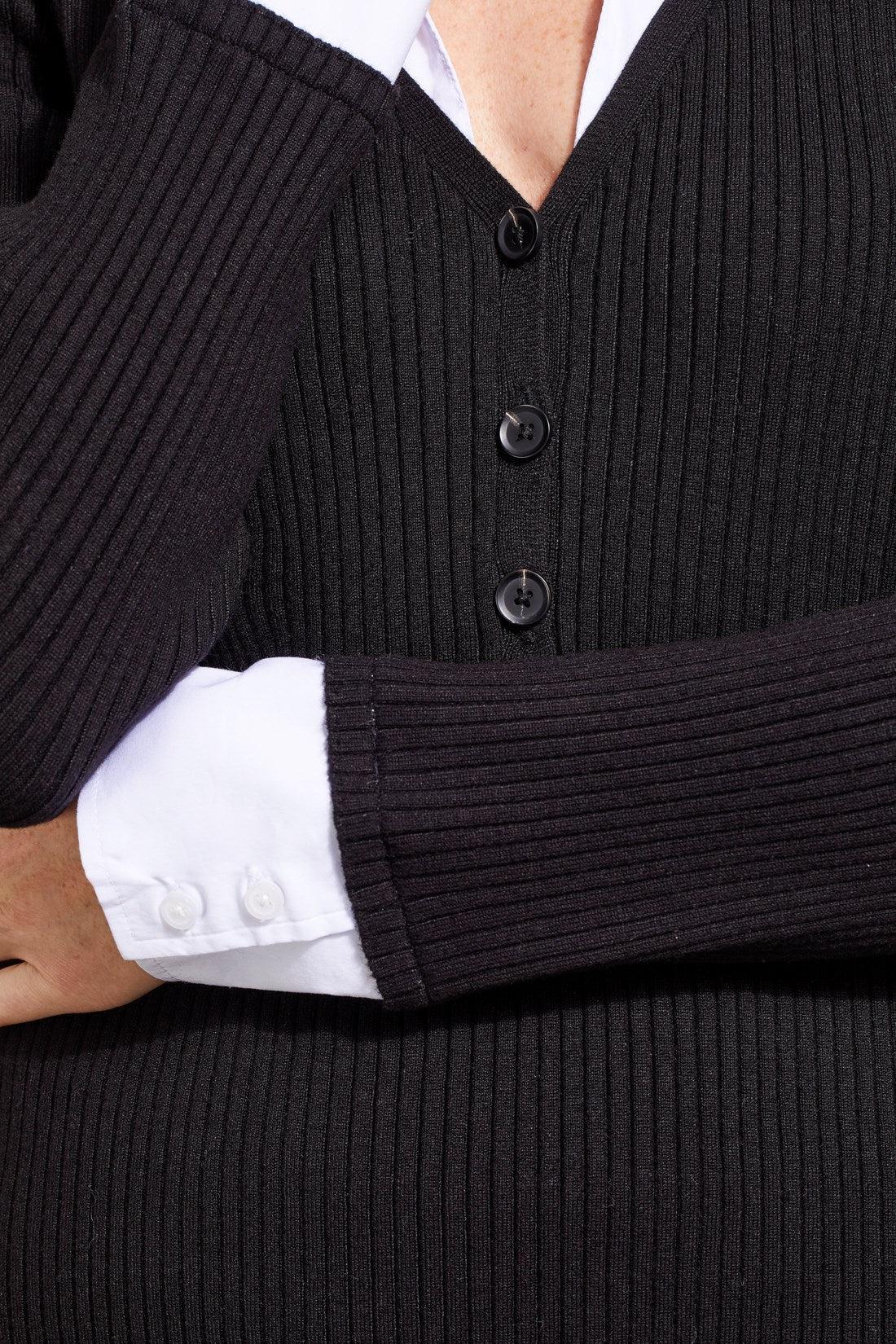 Henley Fooler Sweater- Black Product Image