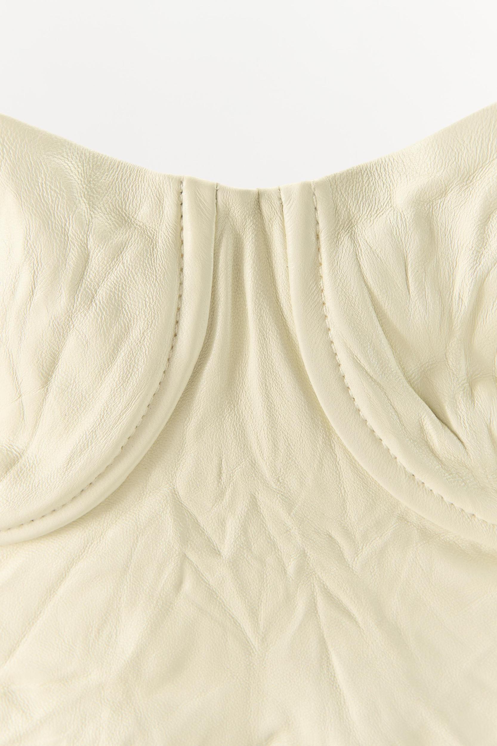 100% LEATHER RUCHED EFFECT CORSET TOP Product Image