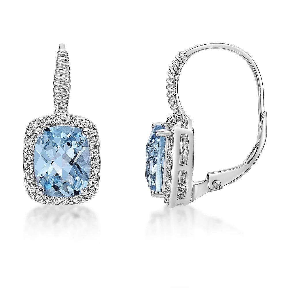 Gemminded Sterling Silver Blue Topaz & White Topaz Earrings, Women's Product Image