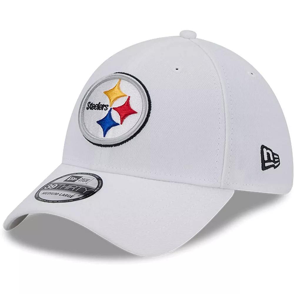 Men's New Era White Pittsburgh Steelers Main 39THIRTY Flex Hat, Size: Small/Medium Product Image