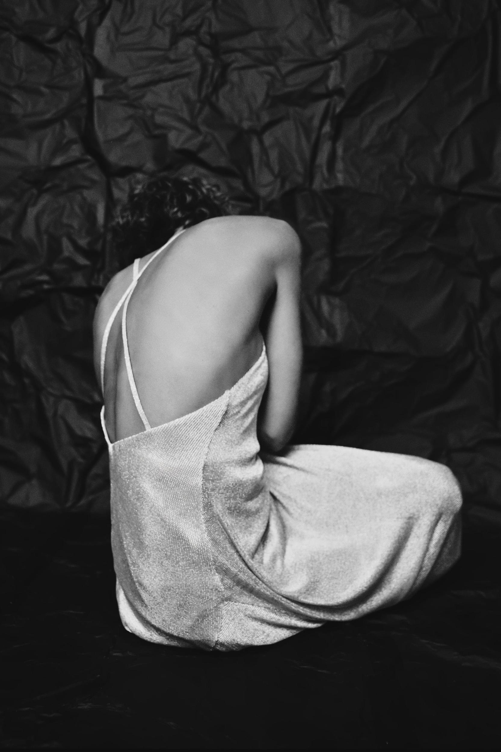 METALLIC THREAD MIDI DRESS Product Image