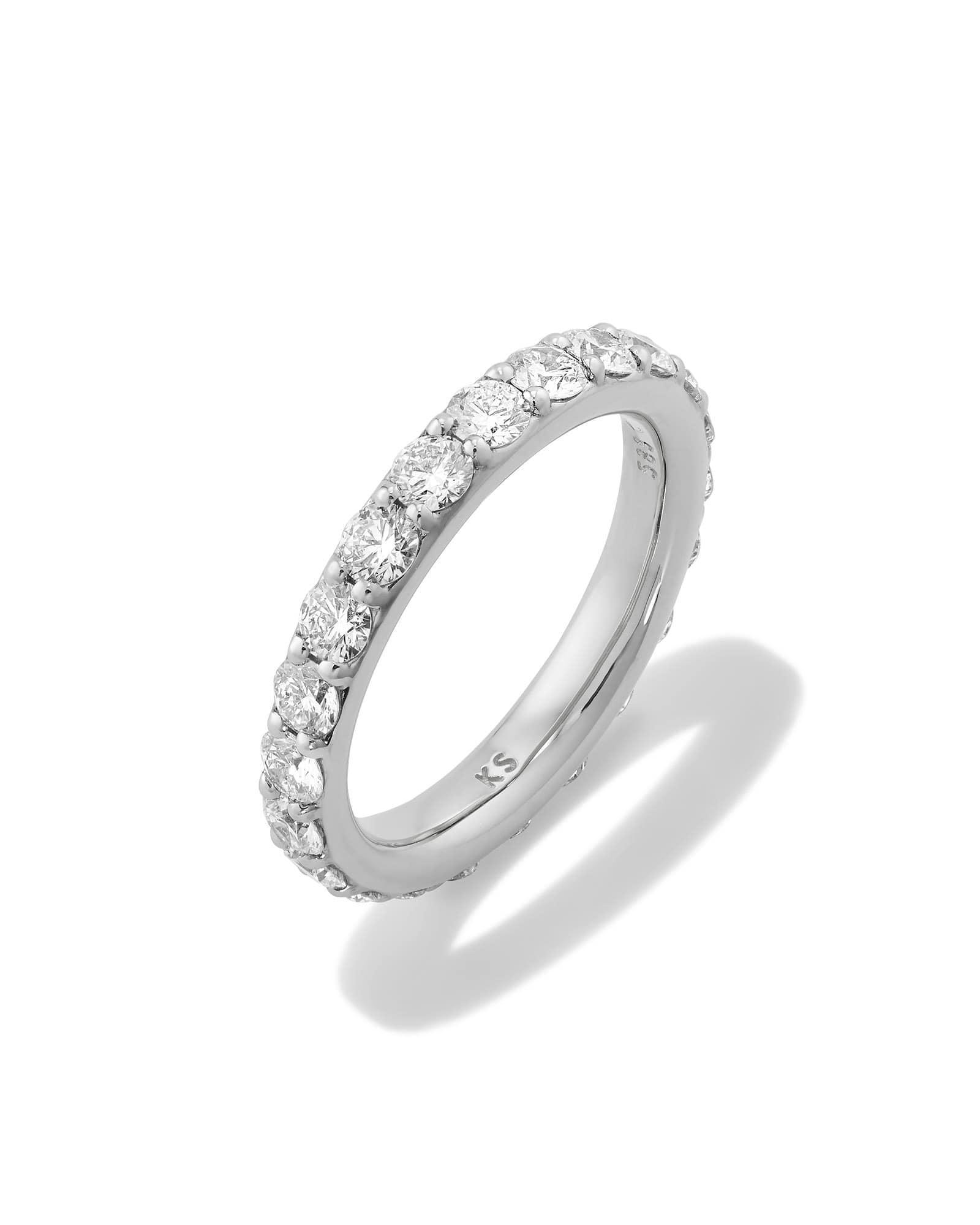 Lab Grown White Diamond Marilyn Band Ring in 14k White Gold  Product Image