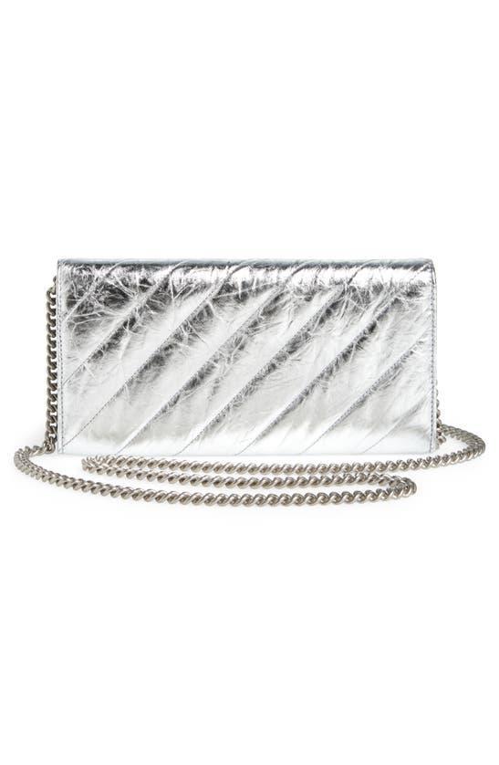 BALENCIAGA Crush Crossbody Wallet On A Chain In Silver Product Image