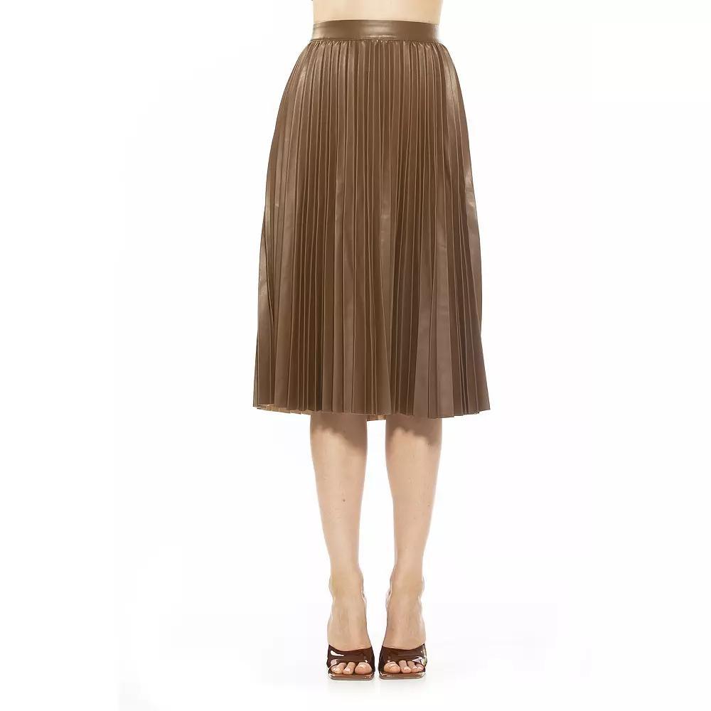 Women's Alexia Admor Luca Leather Midi Skirt, Size: XS, Brown Product Image