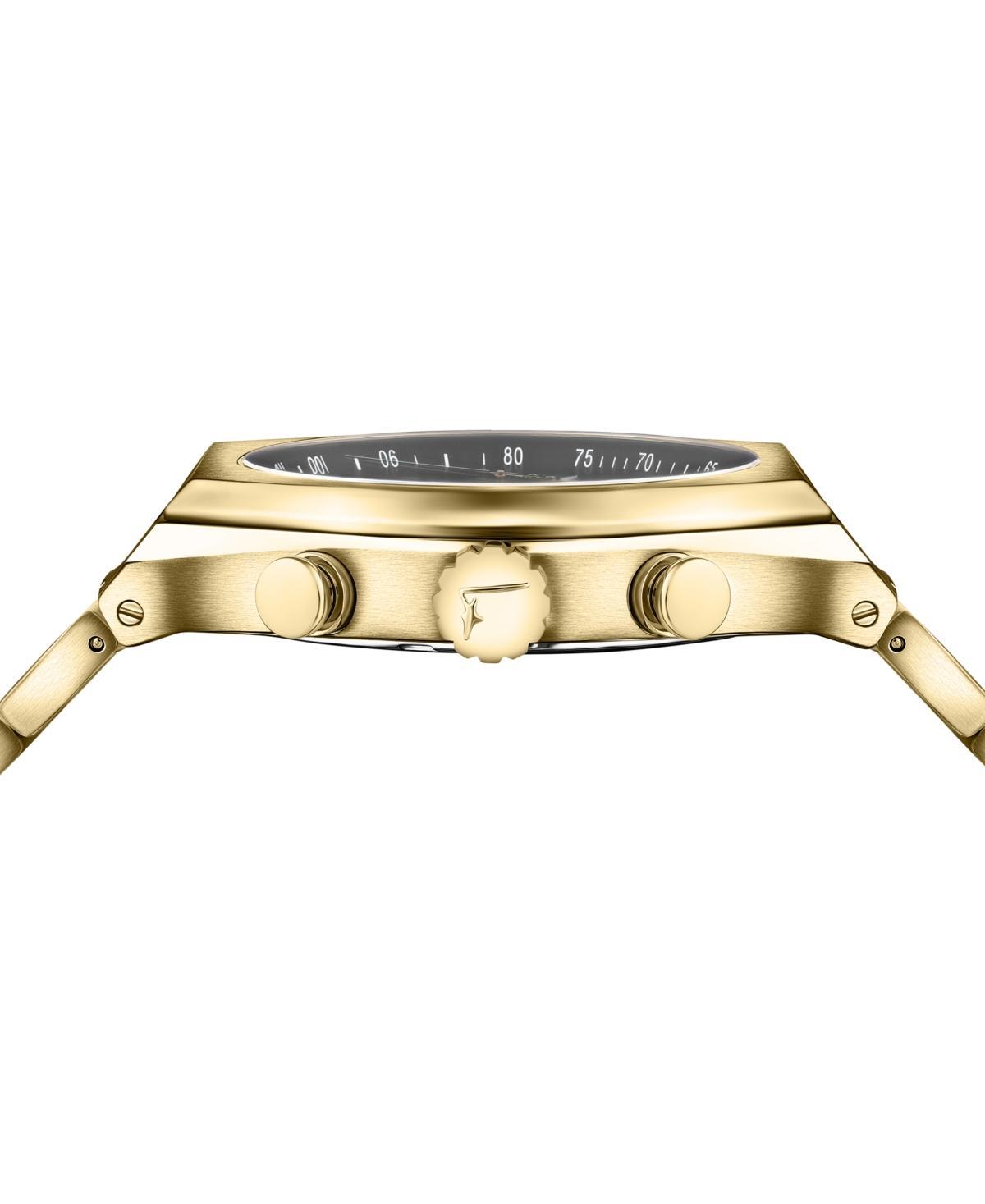 FERRAGAMO Salvatore  Men's Swiss Chronograph Tonneau Gold Ion Plated Stainless Steel Bracelet Watch 4 In Ip Yellow Gold Product Image