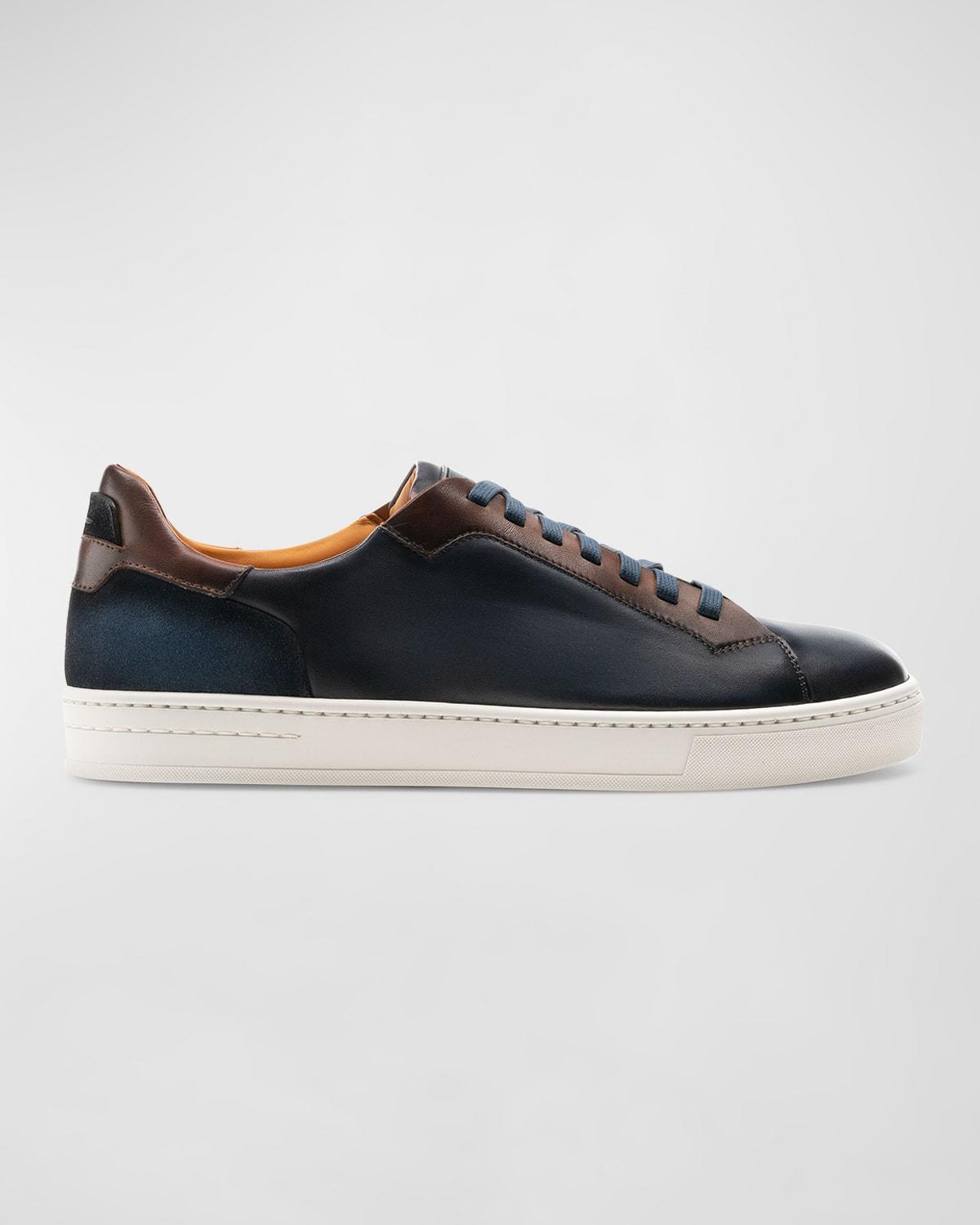 Men's Amadeo Burnished Leather Low-Top Sneakers Product Image