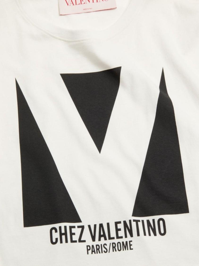 VALENTINO Mens Avorio Logo-print Crew-neck Cotton-jersey T-shirt Product Image