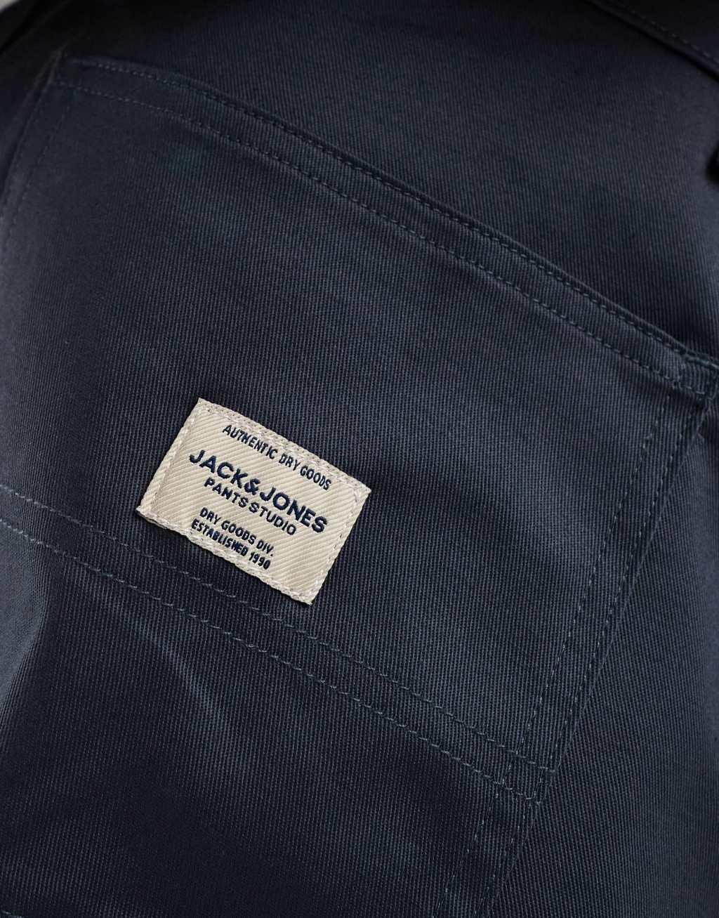 Jack & Jones loose fit workwear chino pants in blue Product Image