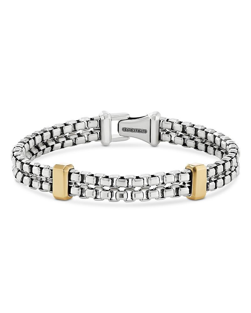 Mens Double Box Chain Bracelet with 18K Yellow Gold Product Image