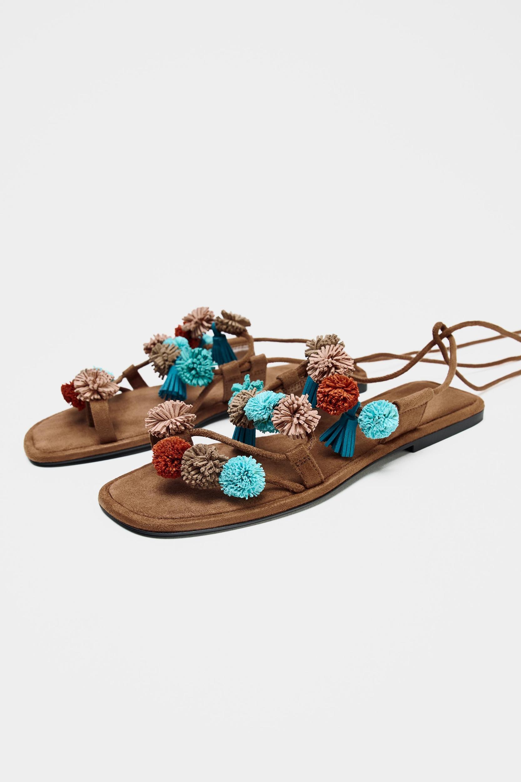 BEADED STRAPPY SANDALS Product Image