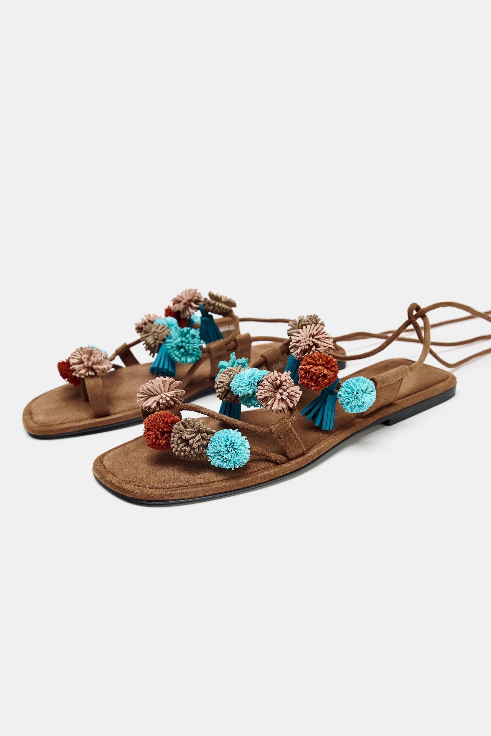 BEADED STRAPPY SANDALS Product Image