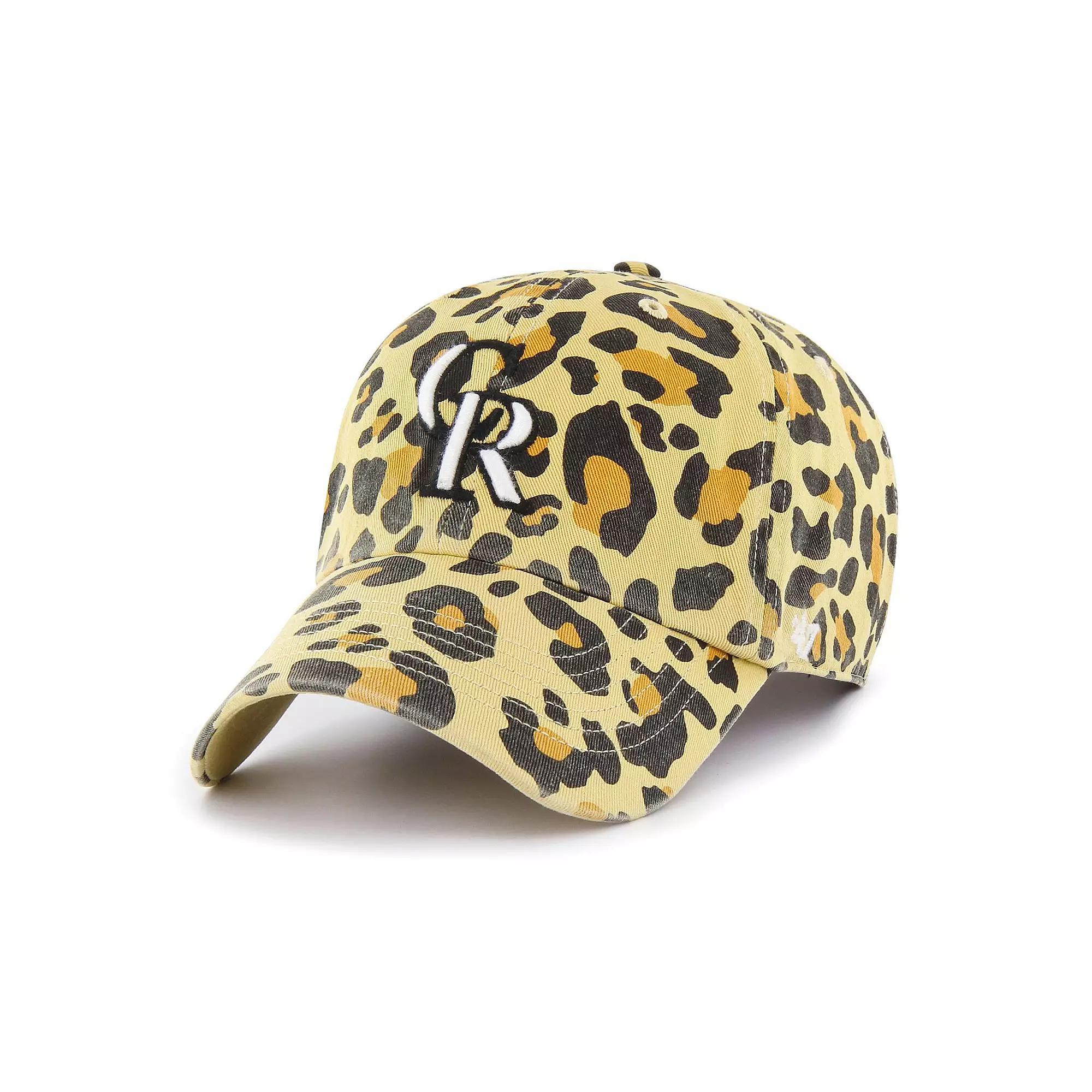 Women's '47 Colorado Rockies Tan Cheetah Clean Up Adjustable Hat, Team Product Image