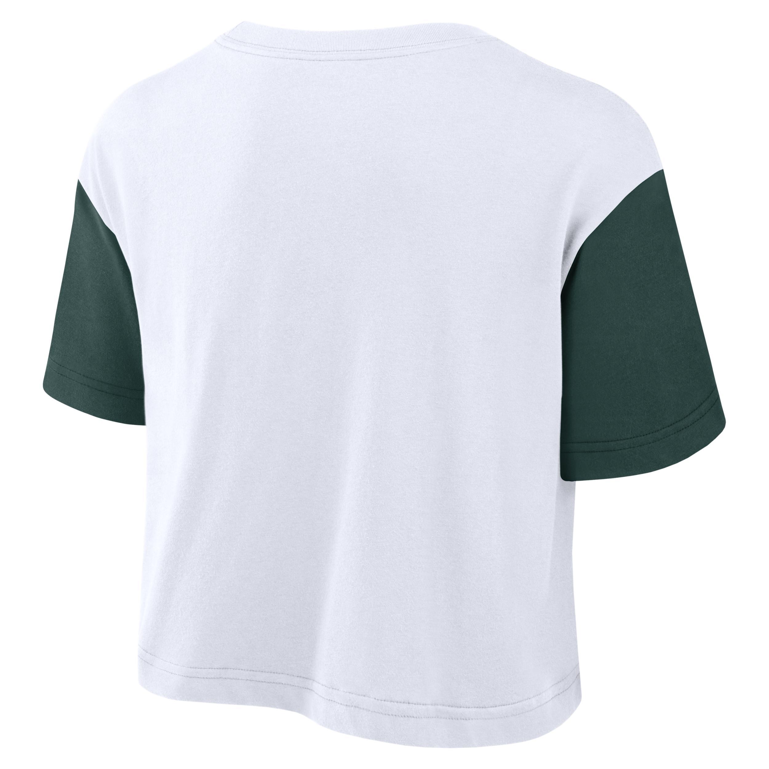 Michigan State Script Nike Womens Dri-FIT College Cropped T-Shirt | 01D4060NMST-8HZ Product Image