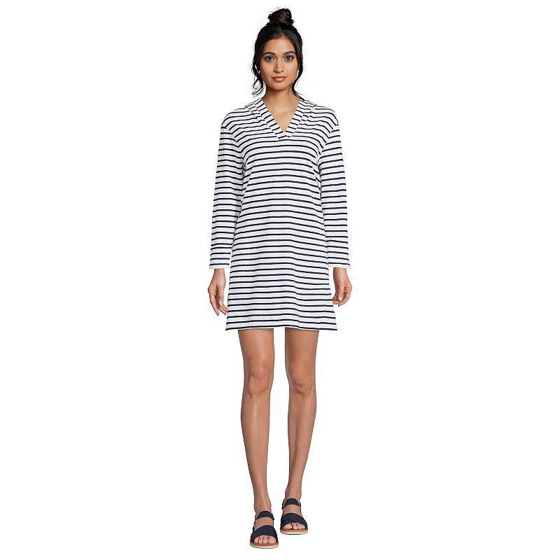 Women's Lands' End Cotton Jersey Hooded Cover-up Dress, Size: XS, Black Product Image