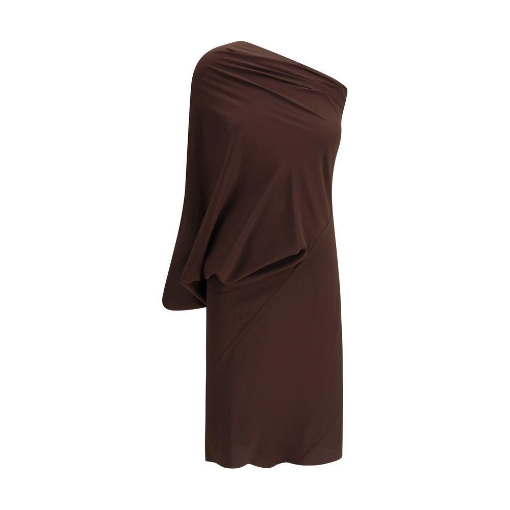 RICK OWENS One-shoulder Draped Dress In Brown Product Image