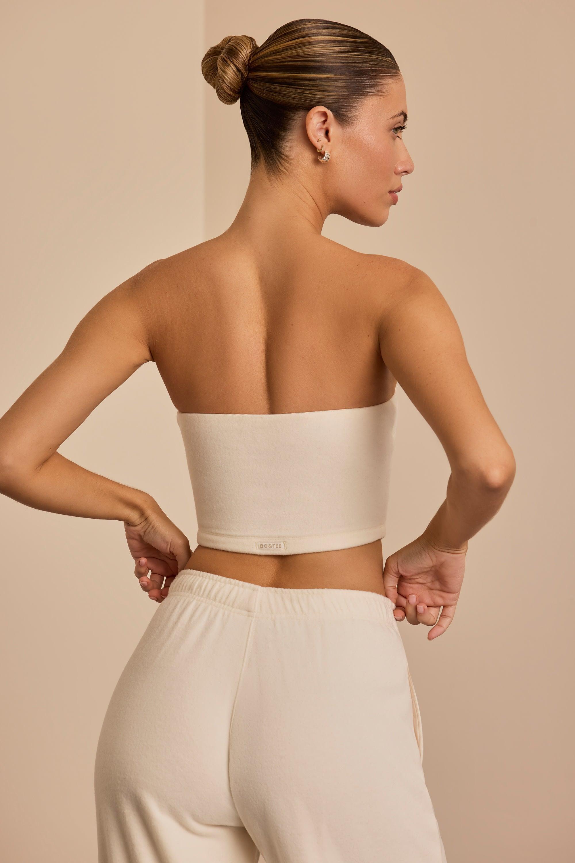 Brushed Jersey Bandeau Top in Ecru Product Image