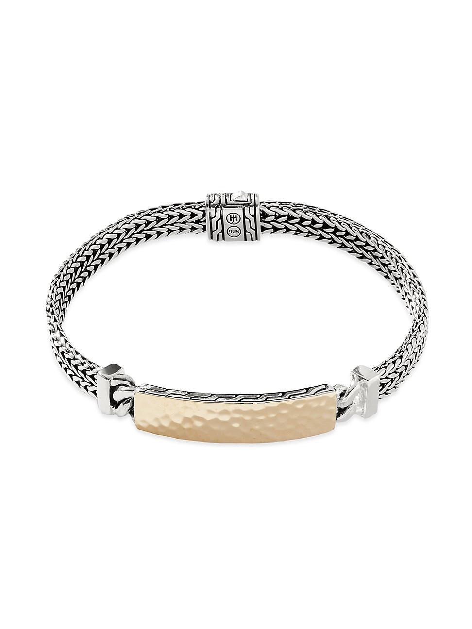 Mens Rata Station Sterling Silver & 18K Gold Chain Bracelet Product Image