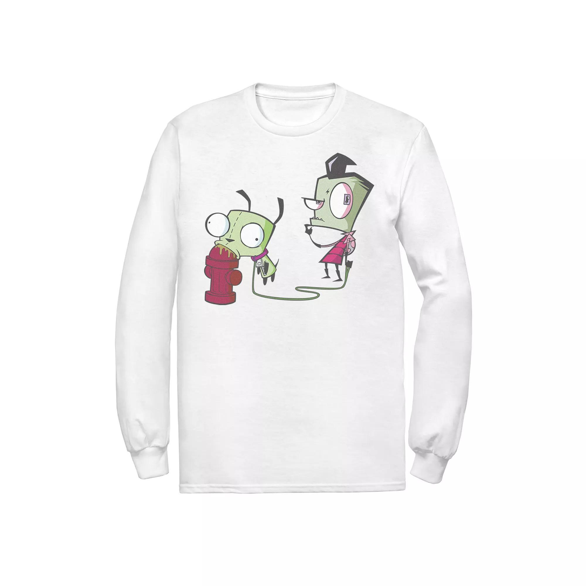 Men's Nickelodeon Invader Zim Walking Gir Fire Hydrant Portrait Long Sleeve Graphic Tee,  Product Image