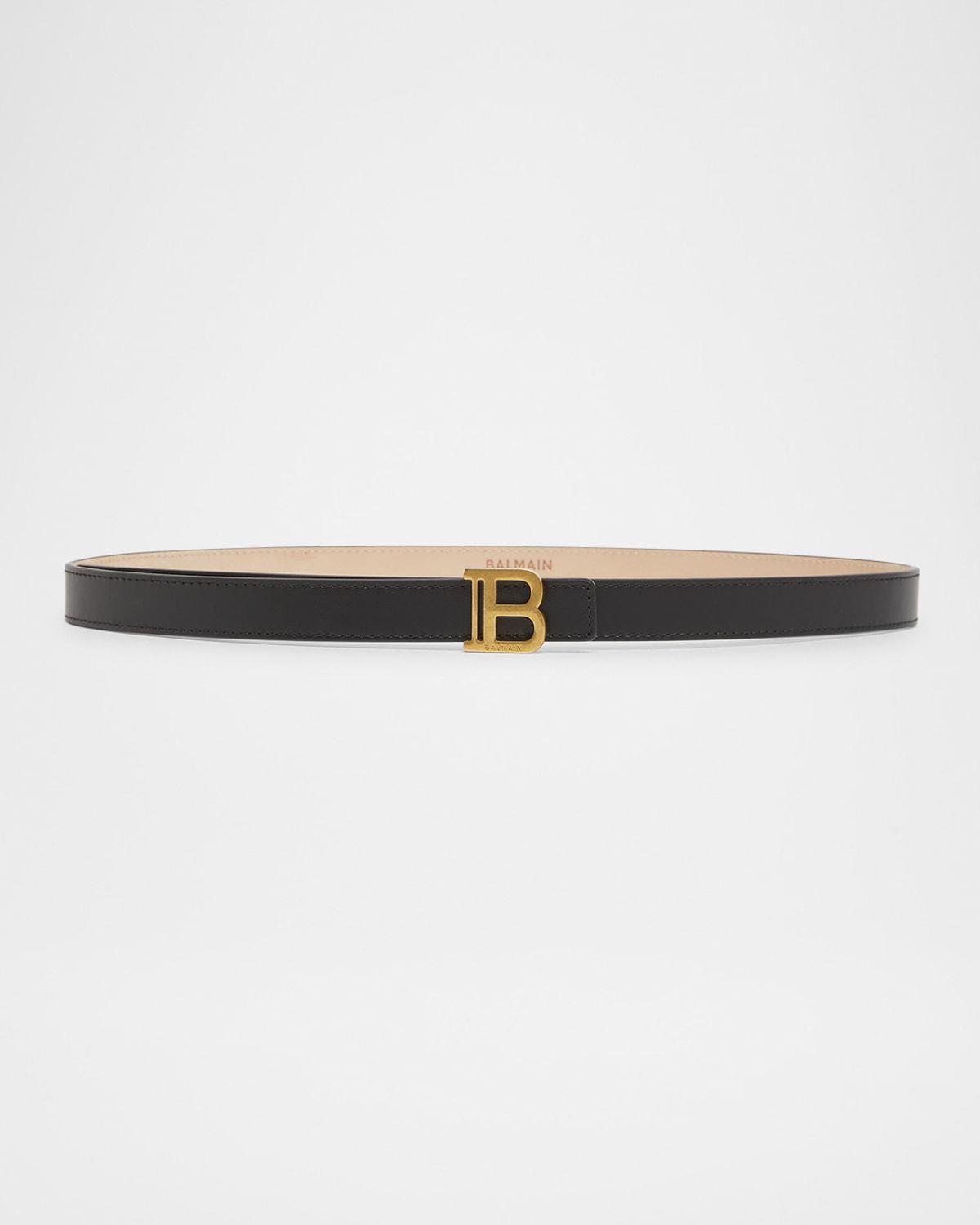 BALMAIN B-monogram Calfskin Medium Leather Belt In 0pa Noir Product Image